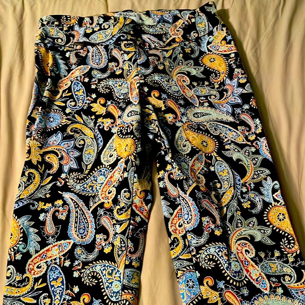 Black and paisley pull on pants